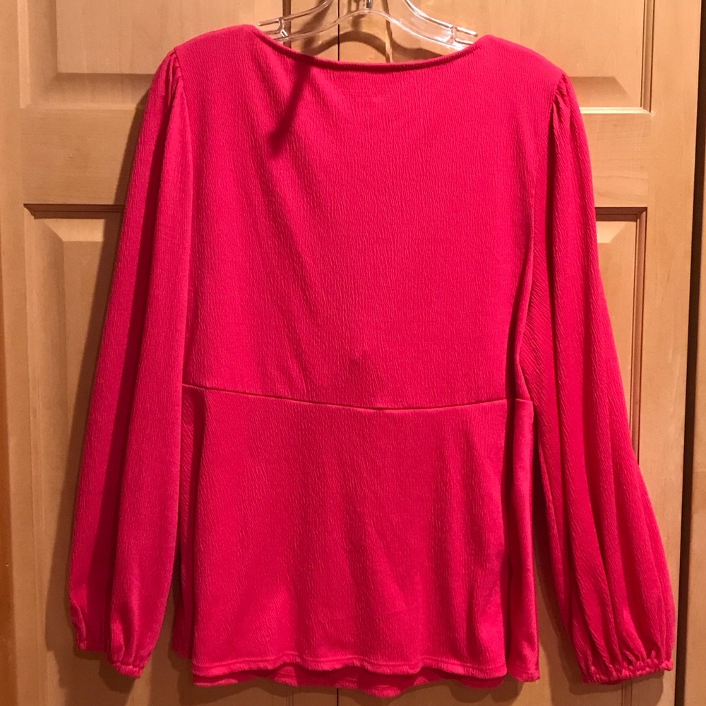 Ava & Viv Bold Red Tie-Front Blouse - Picture 5 of 6